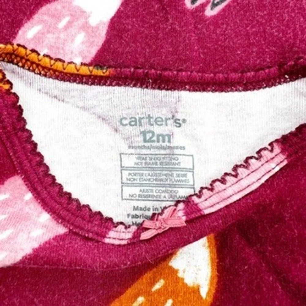Carter's 12m Fox Pajama Set Long Sleeve‎ Top Pants Toddler Girls